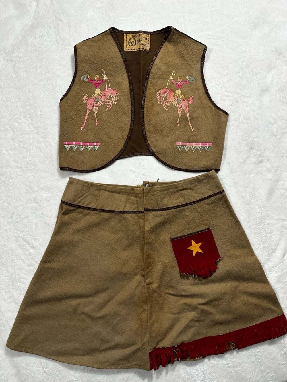 Vintage Kiddies Western Wear Co. Childrens Cowgirl Outfit Vest and Skirt